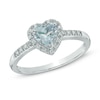 Thumbnail Image 0 of 6.0mm Heart-Shaped Aquamarine and Diamond Accent Ring in 10K White Gold