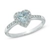 Thumbnail Image 1 of 6.0mm Heart-Shaped Aquamarine and Diamond Accent Ring in 10K White Gold