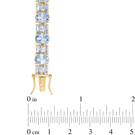 Oval Lab-Created Blue Spinel Bracelet in Sterling Silver with 18K Gold Plate - 7.5"