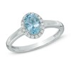 Thumbnail Image 1 of Oval Aquamarine and Diamond Accent Ring in 10K White Gold