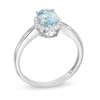 Thumbnail Image 1 of Oval Aquamarine and Diamond Accent Ring in 10K White Gold