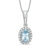 Thumbnail Image 1 of Oval Aquamarine and 1/10 CT. T.W. Diamond Pendant in 10K White Gold