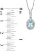 Thumbnail Image 2 of Oval Aquamarine and 1/10 CT. T.W. Diamond Pendant in 10K White Gold