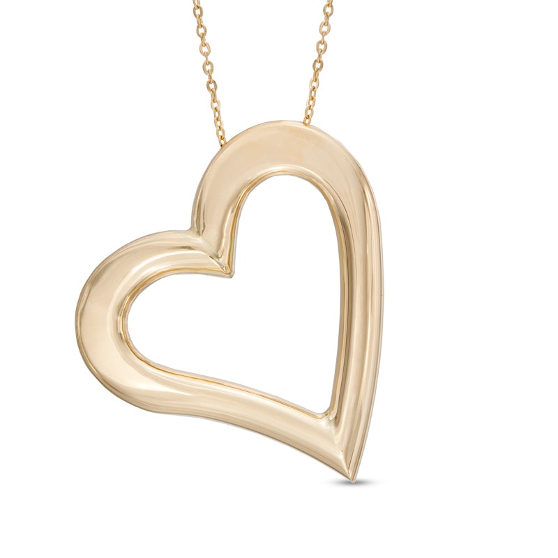 Main Image 1 of Tilted Heart Pendant in 10K Gold