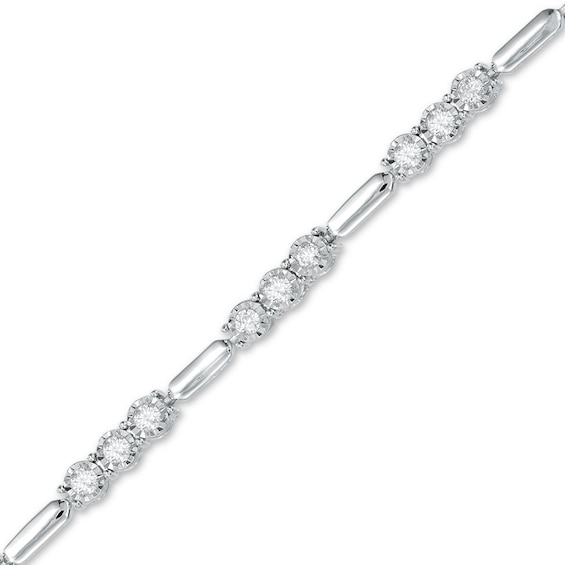 1 CT. T.w. Diamond Three Stone Station Bracelet in 10K White Gold