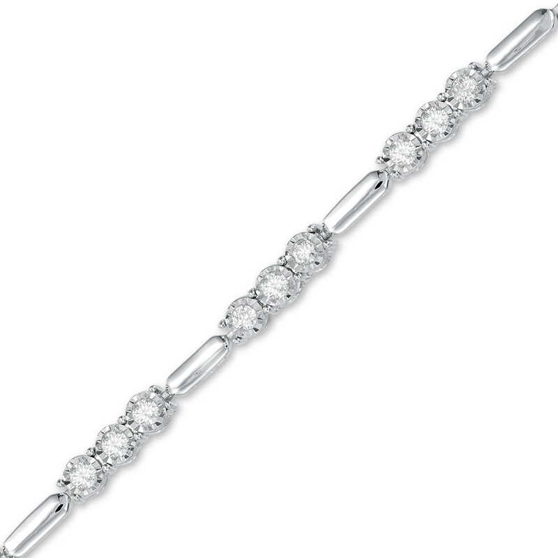 Main Image 1 of 1 CT. T.W. Diamond Three Stone Station Bracelet in 10K White Gold