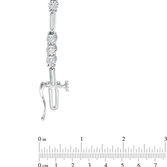 1 CT. T.w. Diamond Three Stone Station Bracelet in 10K White Gold