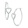 Thumbnail Image 1 of Diamond Fascination™ Heart Oval Hoop Earrings in Sterling Silver with Platinum Plate
