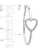Thumbnail Image 2 of Diamond Fascination™ Heart Oval Hoop Earrings in Sterling Silver with Platinum Plate