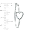 Thumbnail Image 1 of Diamond Fascination™ Heart Oval Hoop Earrings in Sterling Silver with Platinum Plate