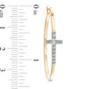 Thumbnail Image 1 of Diamond Fascination™ Cross Oval Hoop Earrings in Sterling Silver and 18K Gold Plate