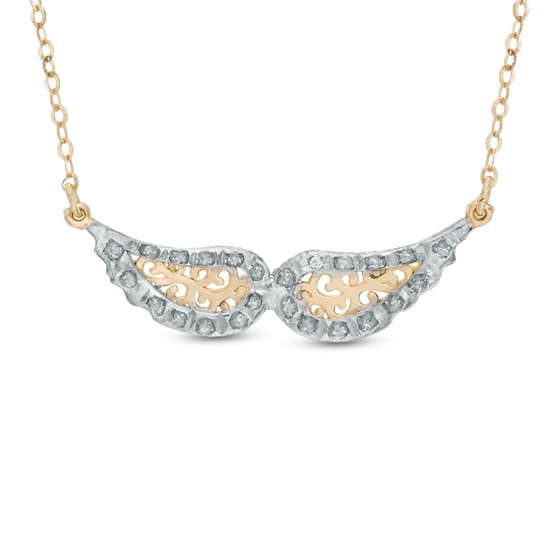 Diamond Fascination™ Wings Necklace in 14K Gold - 17"