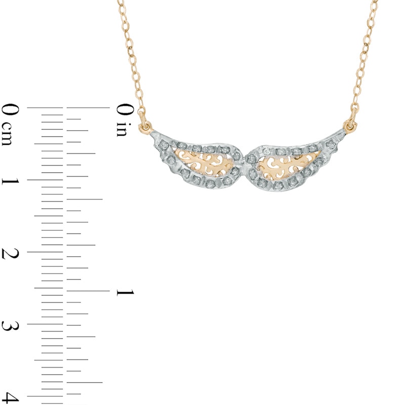Diamond Fascination™ Wings Necklace in 14K Gold - 17"