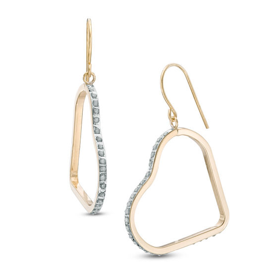 Diamond Fascination™ Tilted Heart Drop Earrings in 14K Gold