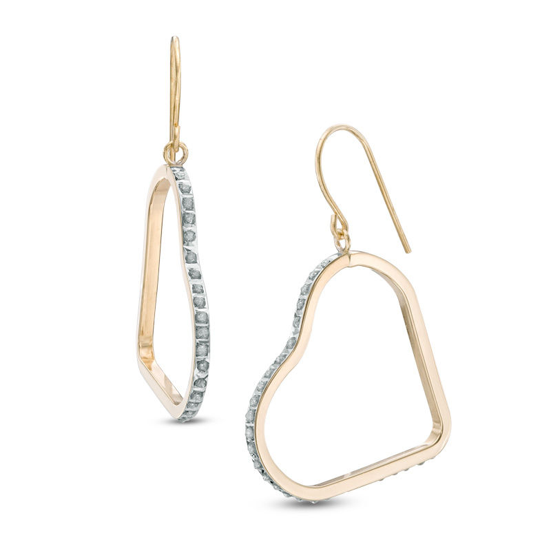 Diamond Fascination™ Tilted Heart Drop Earrings in 14K Gold