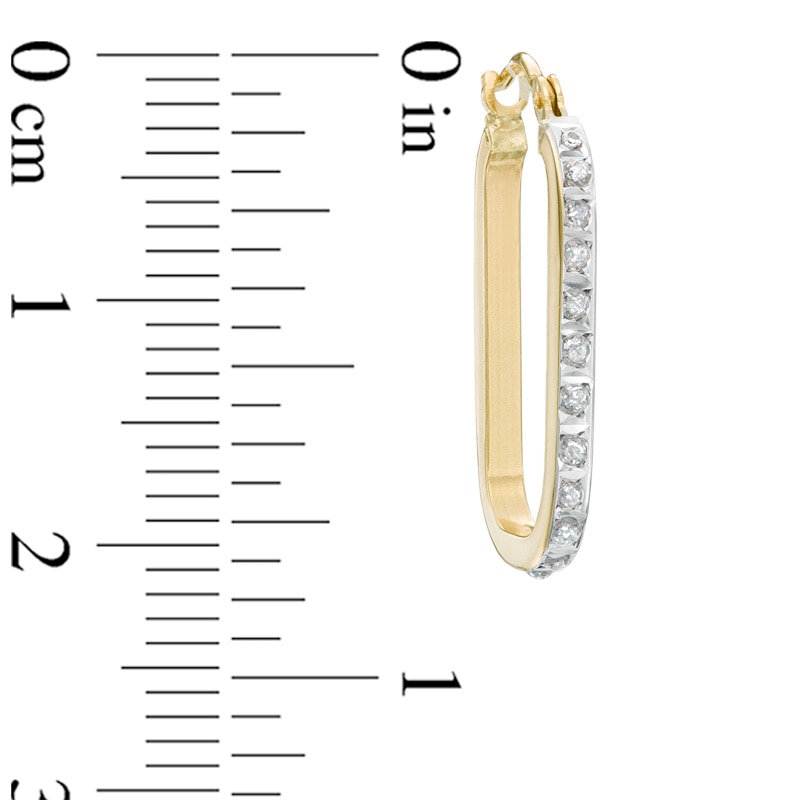 Main Image 2 of Diamond Fascination™ Rectangular Hoop Earrings in 14K Gold