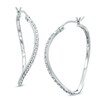 Thumbnail Image 1 of Diamond Fascination™ Curved Hoop Earrings in Sterling Silver with Platinum Plate