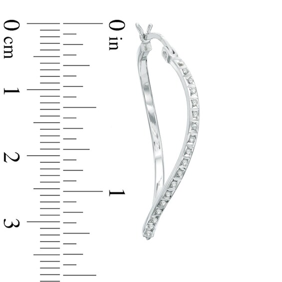 Diamond Fascination™ Curved Hoop Earrings in Sterling Silver with Platinum Plate