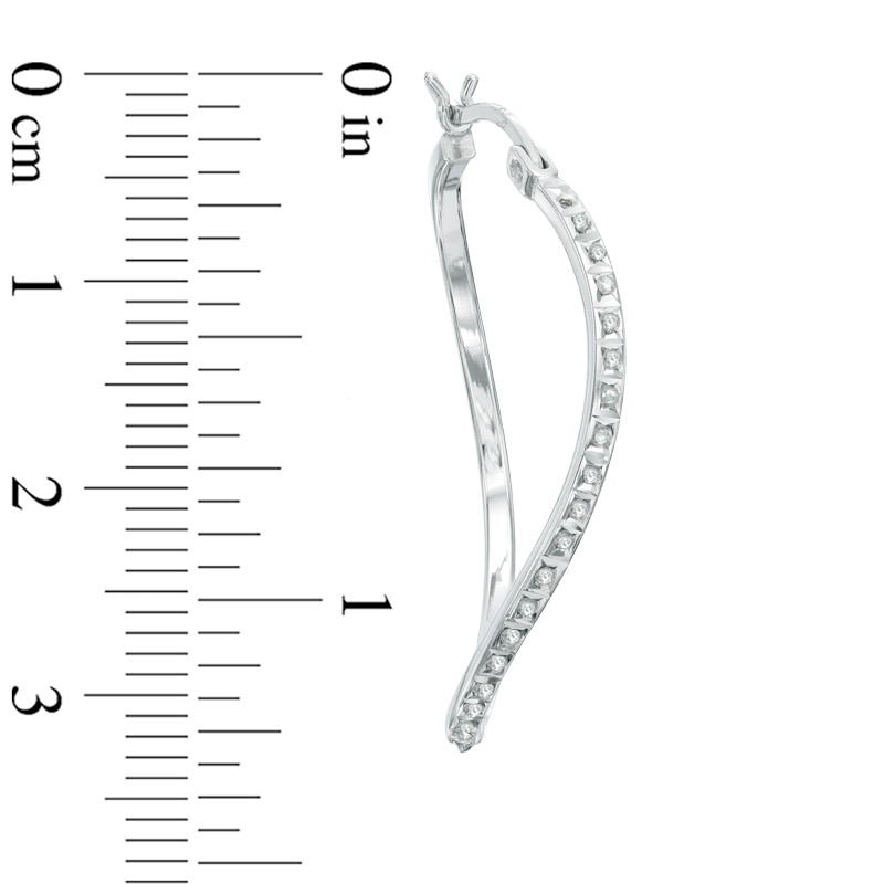 Main Image 2 of Diamond Fascination™ Curved Hoop Earrings in Sterling Silver with Platinum Plate
