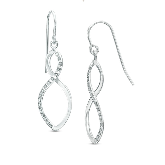 Diamond Fascination⢠Infinity Drop Earrings in Sterling Silver with Platinum Plate