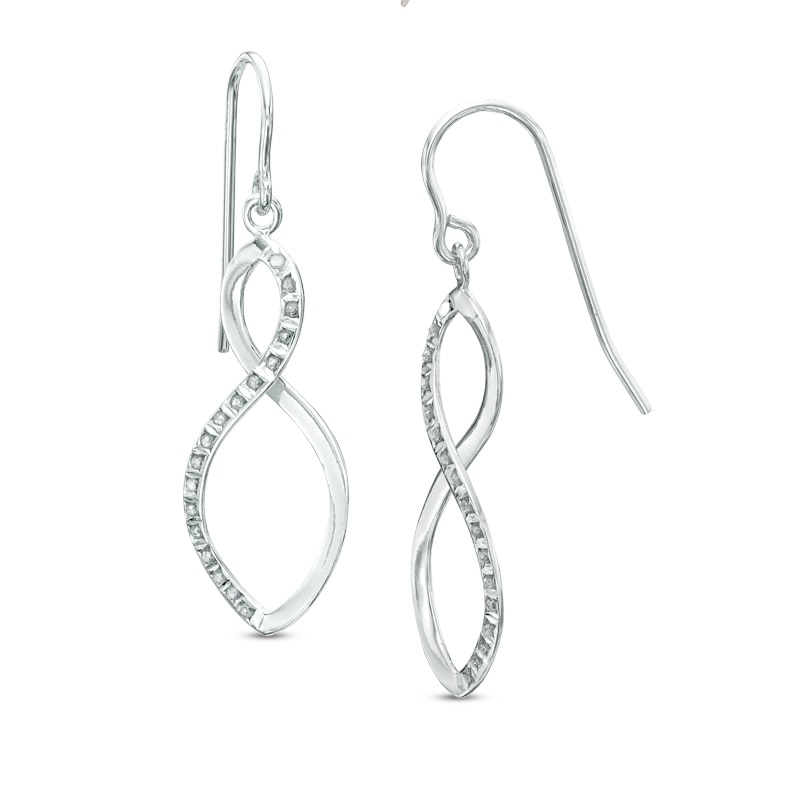 Main Image 1 of Diamond Fascination™ Infinity Drop Earrings in Sterling Silver with Platinum Plate