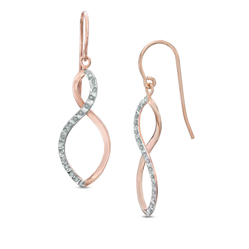 Main Image 1 of Diamond Fascination™ Infinity Drop Earrings in Sterling Silver and 18K Rose Gold Plate