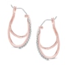 Thumbnail Image 1 of 1/4 CT. T.W. Diamond Interlocking Hoop Earrings in 10K Rose Gold