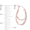 Thumbnail Image 2 of 1/4 CT. T.W. Diamond Interlocking Hoop Earrings in 10K Rose Gold