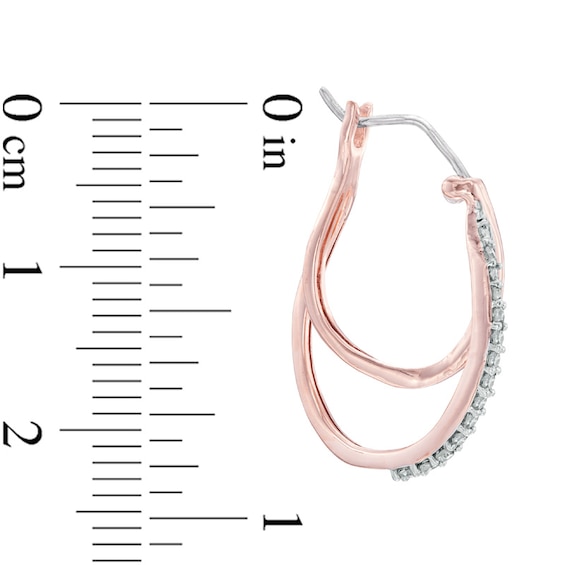 1/4 CT. T.w. Diamond Interlocking Hoop Earrings in 10K Rose Gold