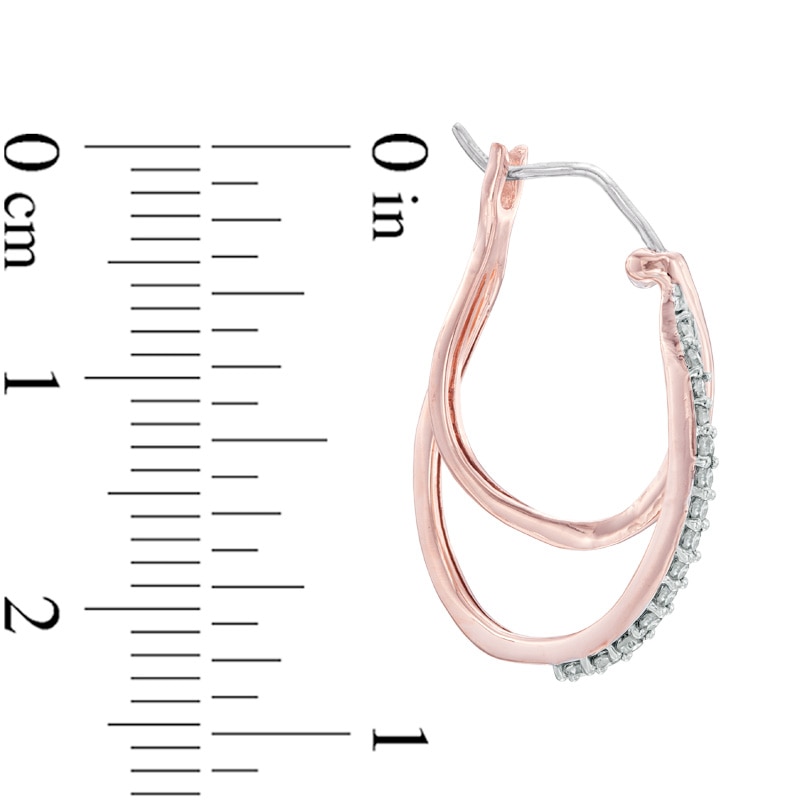 1/4 CT. T.W. Diamond Interlocking Hoop Earrings in 10K Rose Gold