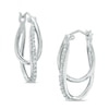 Thumbnail Image 0 of 1/4 CT. T.W. Diamond Interlocking Hoop Earrings in 10K White Gold