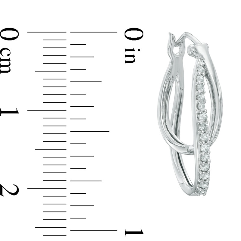 1/4 CT. T.W. Diamond Interlocking Hoop Earrings in 10K White Gold