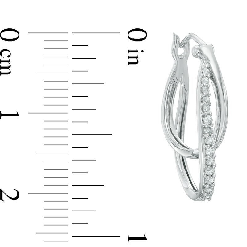 Main Image 2 of 1/4 CT. T.W. Diamond Interlocking Hoop Earrings in 10K White Gold
