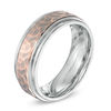 Thumbnail Image 1 of Men's 8.0mm Titanium and 10K Rose Gold Hammered Comfort Fit Wedding Band