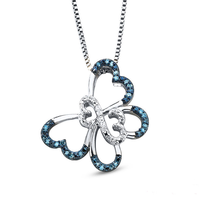 ★PEARLY MORE★ Volume Heart String Necklace 925 Sterling Silver 1/3 Cttw Diamond Miracle-Set Open Heart