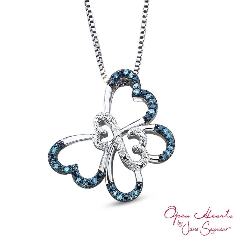 Open Hearts by Jane Seymour™ 1/10 CT. T.W. Diamond Butterfly Pendant in Sterling Silver