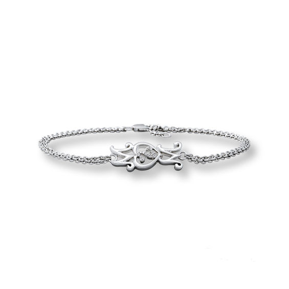 Open Hearts Family by Jane Seymourâ¢ Diamond Accent Sideways Mom Bracelet in Sterling Silver - 6.25"