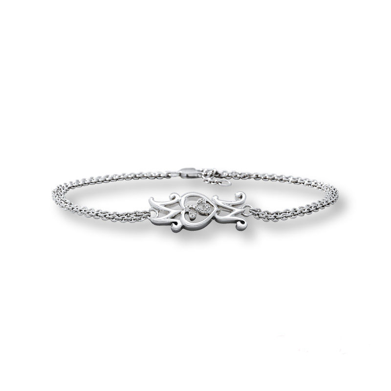 Open Hearts Family by Jane Seymour™ Diamond Accent Sideways "MOM" Bracelet in Sterling Silver - 6.25"