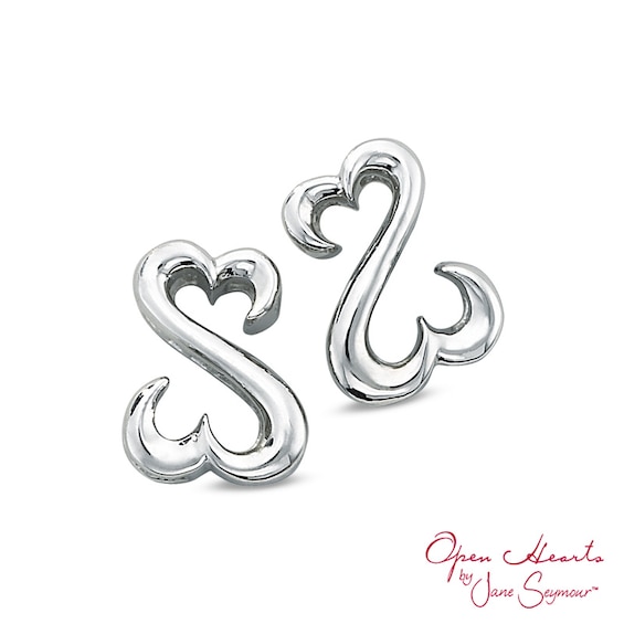 Open Hearts by Jane Seymourâ¢ Stud Earrings in Sterling Silver