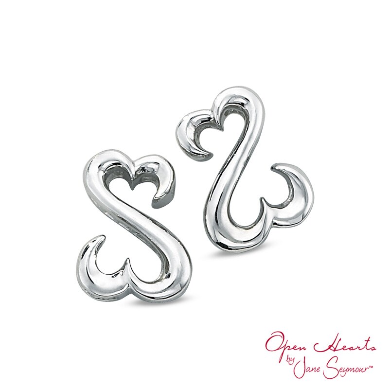 Main Image 1 of Open Hearts by Jane Seymour™ Stud Earrings in Sterling Silver
