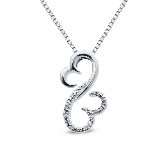 Open Hearts Family by Jane Seymourâ¢ Diamond Accent Half and Half Pendant in Sterling Silver