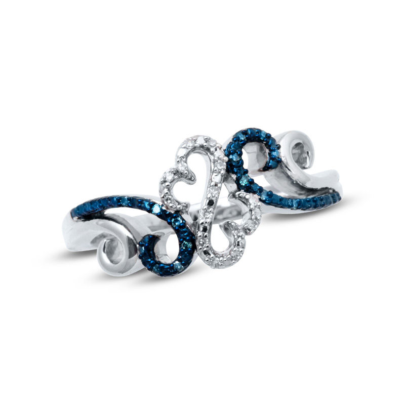 Open Hearts Waves by Jane Seymour™ 1/15 Diamond Bypass Ring in Sterling Silver