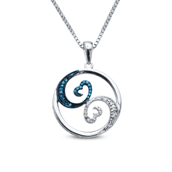 Open Hearts Waves by Jane Seymourâ¢ 1/10 CT. T.w. Diamond Circle Pendant in Sterling Silver