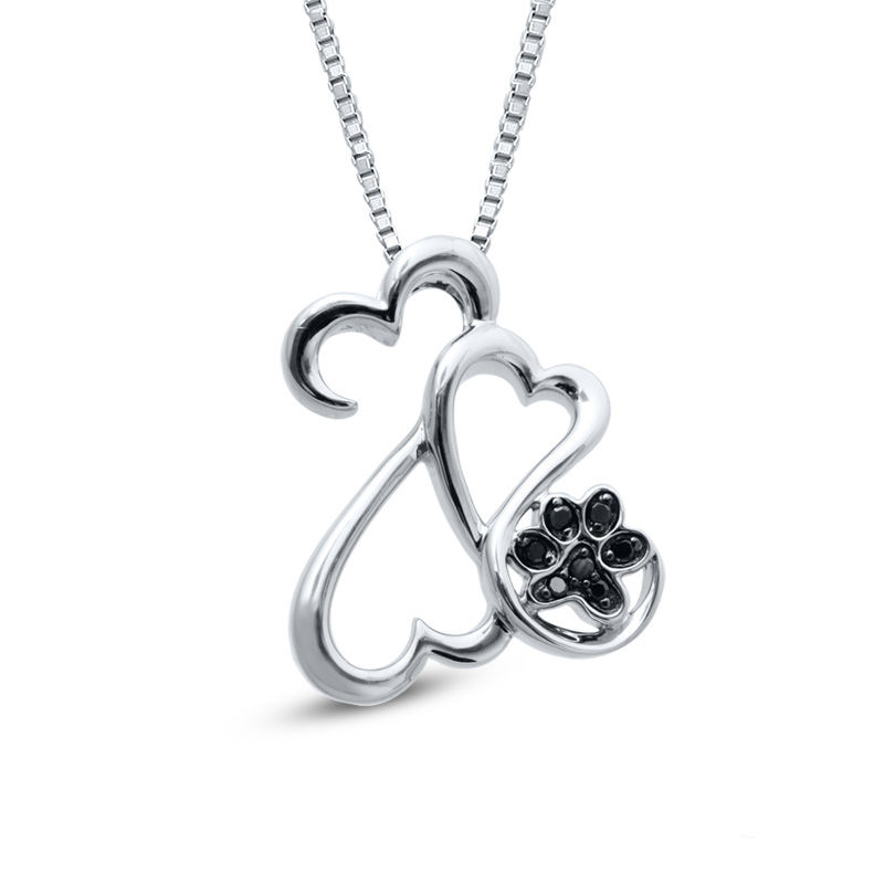 Open Hearts Family by Jane Seymour™ Black Diamond Accent Motherly Love Paw Pendant in Sterling Silver