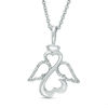Thumbnail Image 1 of Open Hearts by Jane Seymour™ 1/15 CT. T.W. Diamond Wings and Halo Pendant in Sterling Silver