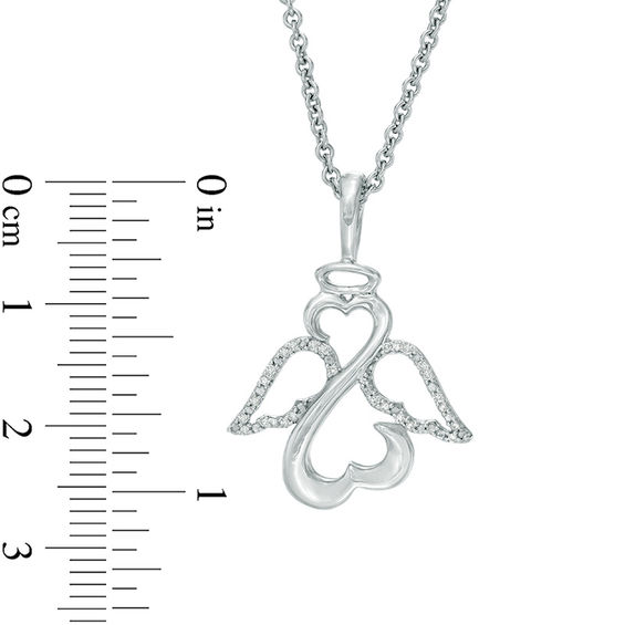 Open Hearts by Jane Seymourâ¢ 1/15 CT. T.w. Diamond Wings and Halo Pendant in Sterling Silver