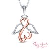 Thumbnail Image 1 of Open Hearts by Jane Seymour™ Diamond Accent Wings and Halo Pendant in Sterling Silver and 10K Rose Gold