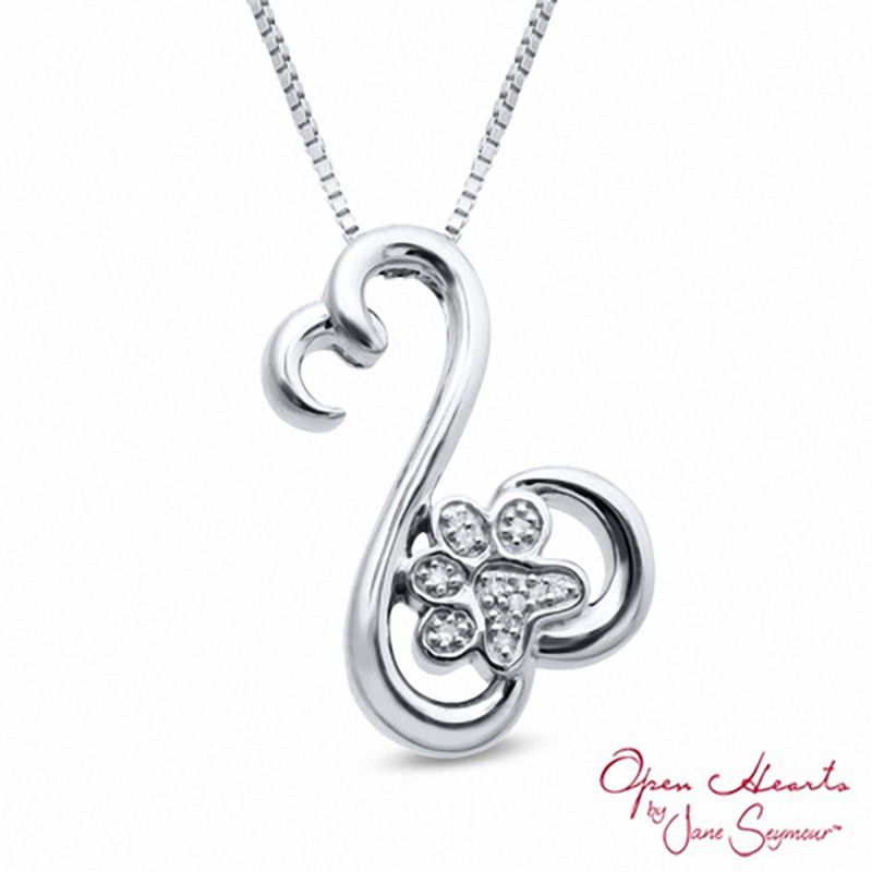 Open Hearts Family by Jane Seymour™ Diamond Accent Paw Pendant in Sterling Silver