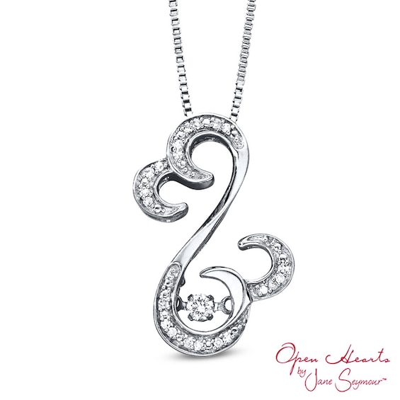 Open Hearts Rhythm by Jane Seymourâ¢ 1/10 CT. T.w. Diamond Curlique Pendant in Sterling Silver