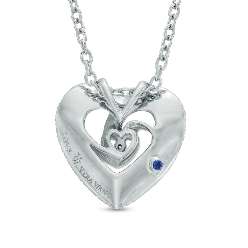 Main Image 2 of Vera Wang Love Collection 1/5 CT. T.W. Diamond Rose-Inspired Heart Pendant in Sterling Silver